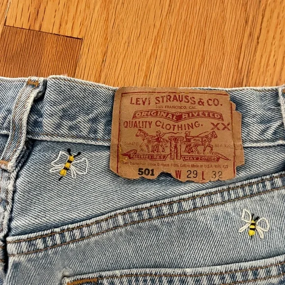 Rare Distressed custom embroidery vintage Levi 501 29x32 - Picture 11 of 13